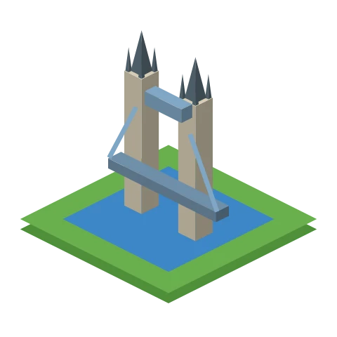 Tower Bridge as it appears on the Sim Britain map